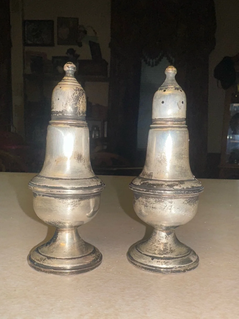 Vintage silver salt and pepper shakers